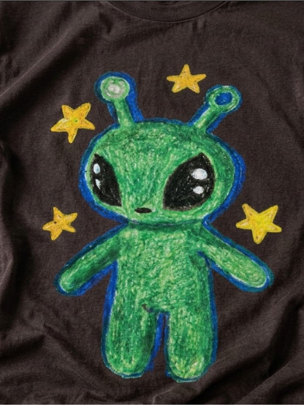 Gildan Black Tee with Green Alien Graphic - Picture 2 of 2